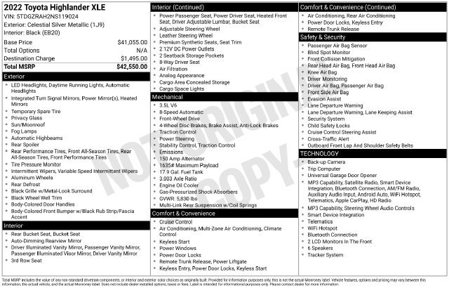 Used 2022 Toyota Highlander XLE FWD image 5