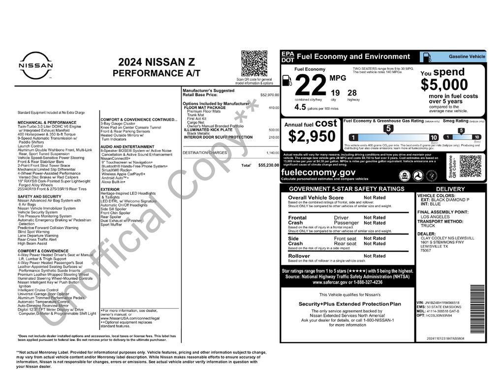 Used 2024 Nissan Z Performance w/ Floor Mat Package RWD image 32