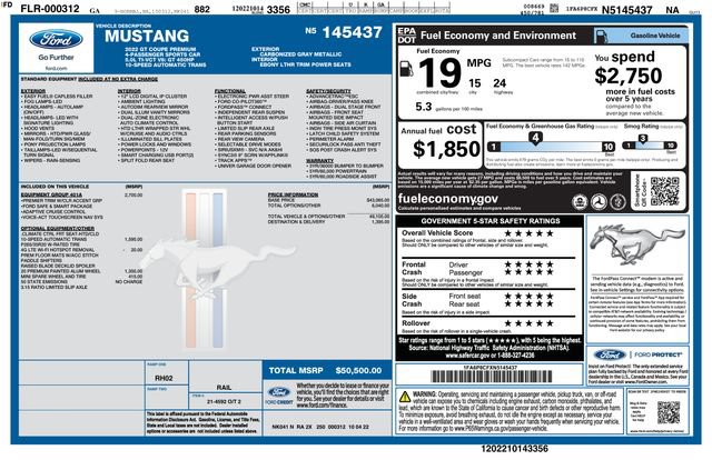 Certified 2022 Ford Mustang GT Premium w/ Equipment Group 401A RWD image 19