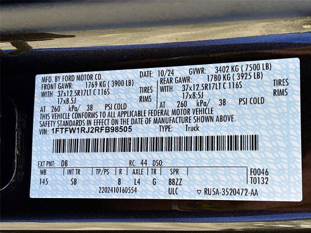 Certified 2024 Ford F150 Raptor w/ Equipment Group 803A Raptor R AWD/4WD image 36