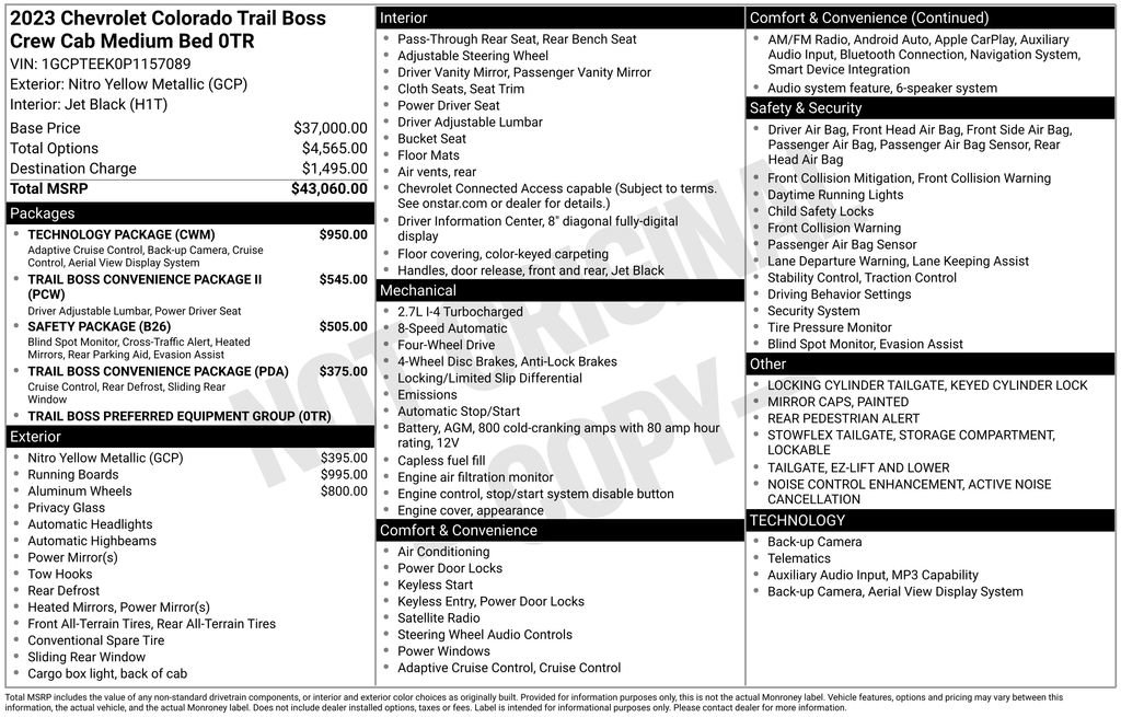 Used 2023 Chevrolet Colorado Trail Boss w/ Technology Package image 8