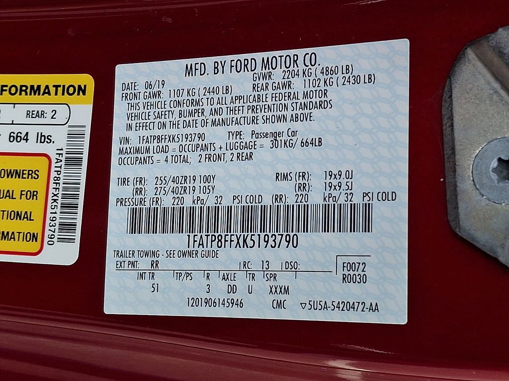 Certified 2019 Ford Mustang GT Premium w/ GT Performance Package RWD image 27