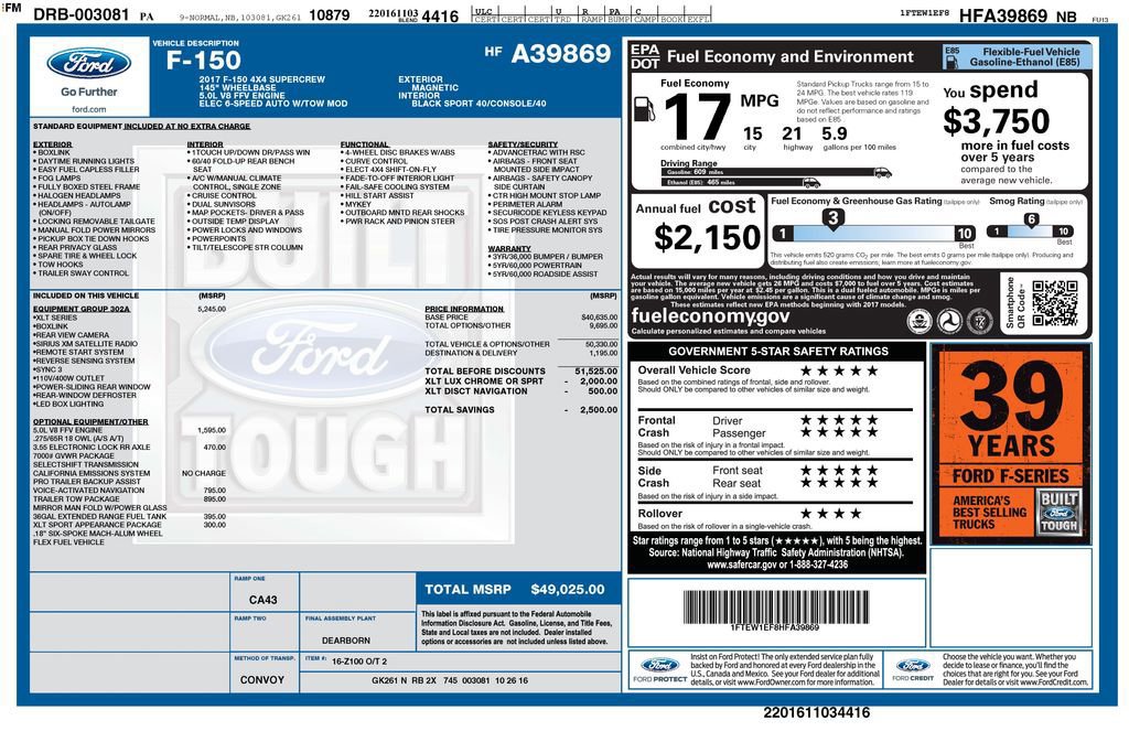 Certified 2017 Ford F150 XLT w/ Equipment Group 302A Luxury image 6