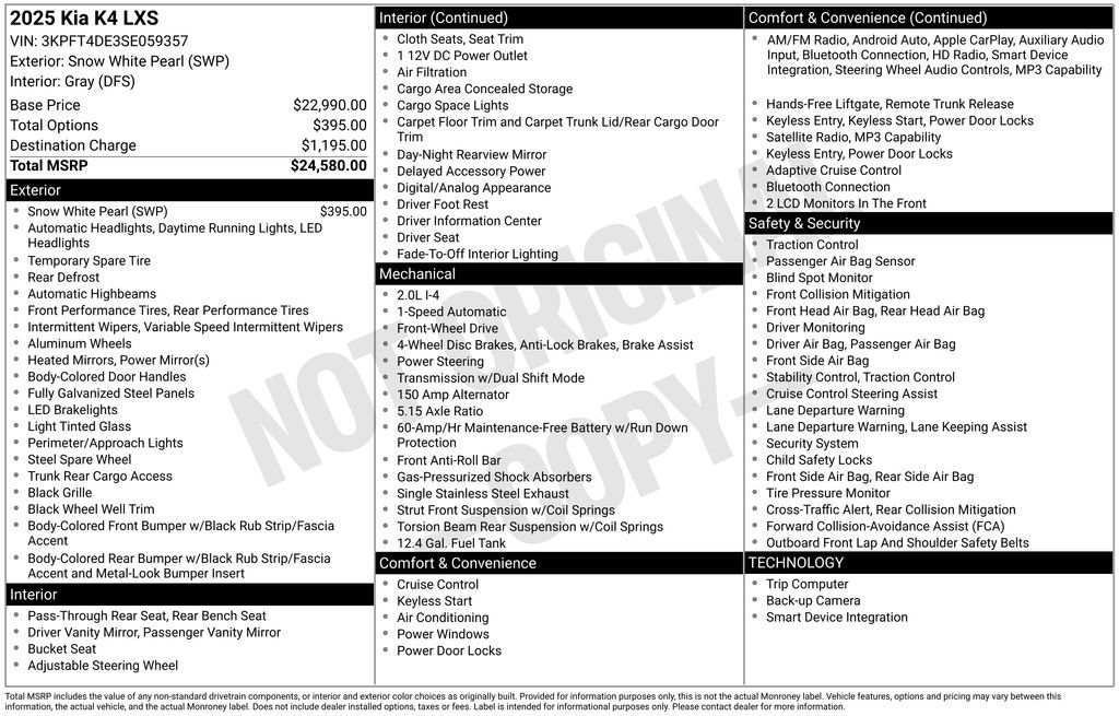 Used 2025 Kia K4 LXS FWD image 13