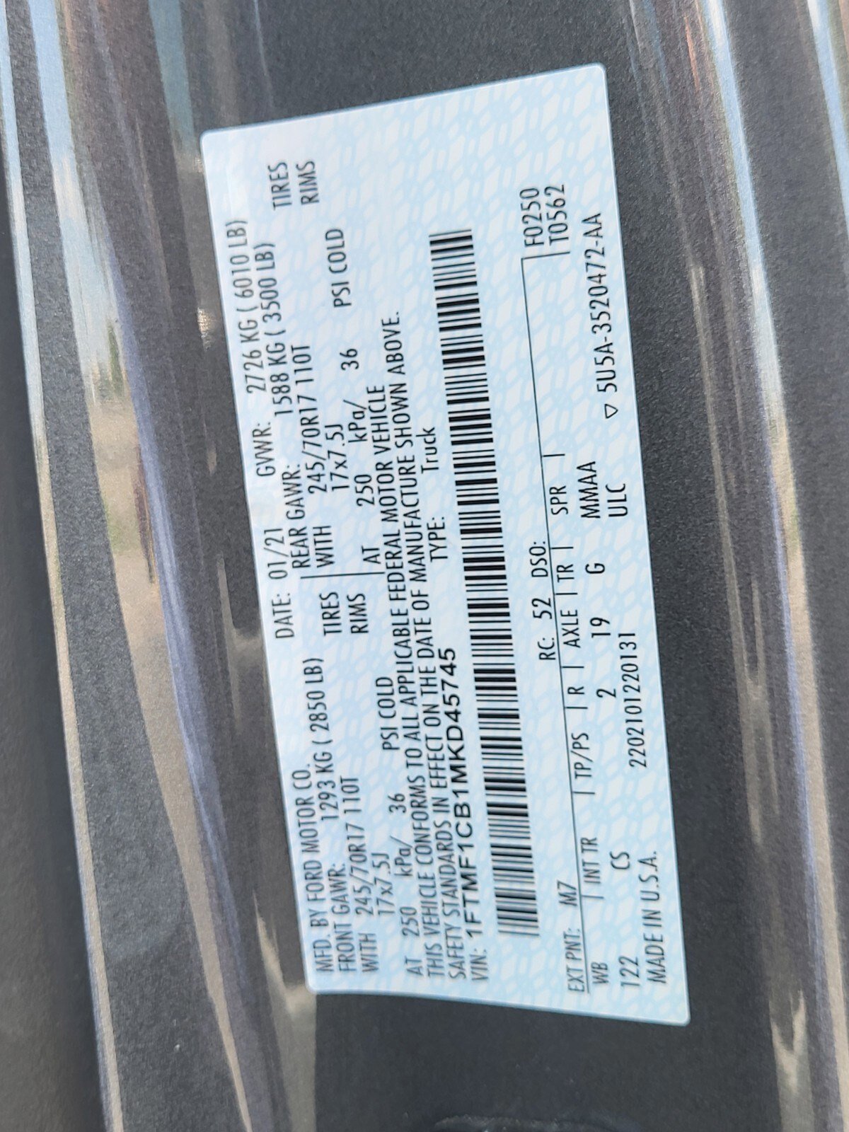 Certified 2021 Ford F150 XL w/ Equipment Group 101A High image 32