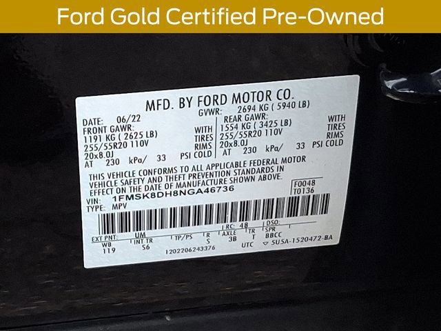 Certified 2022 Ford Explorer XLT w/ Equipment Group 202A image 31