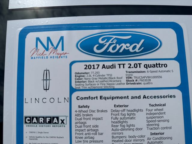 Used 2017 Audi TT 2.0T w/ Technology Package AWD/4WD image 33