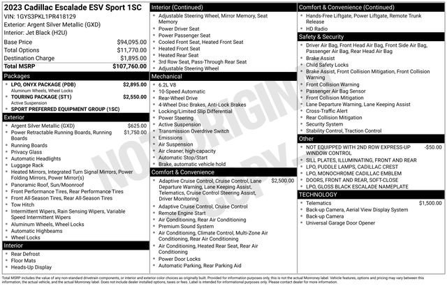 Used 2023 Cadillac Escalade ESV Sport w/ LPO, ONYX Package image 7