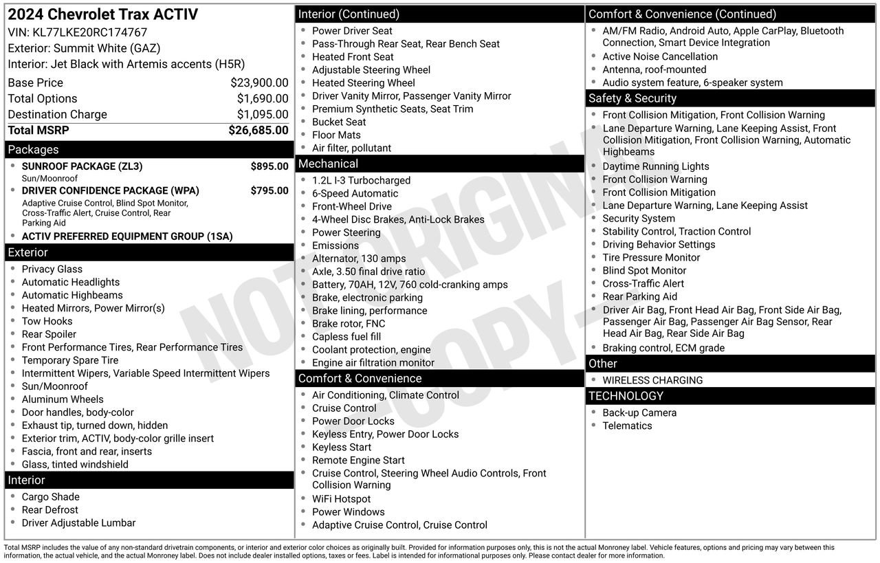 Used 2024 Chevrolet Trax ACTIV w/ Sunroof Package FWD image 27