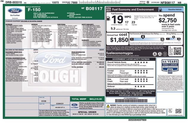 Certified 2022 Ford F150 Lariat w/ Equipment Group 501A Mid image 34