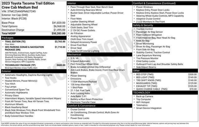 Used 2023 Toyota Tacoma 4x4 Double Cab w/ Trail Edition image 36