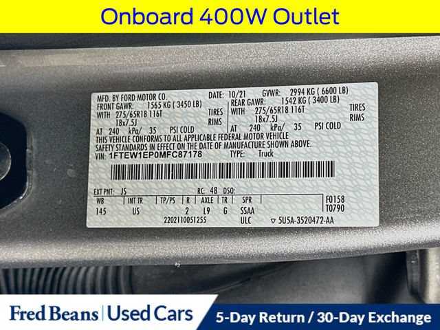 Certified 2021 Ford F150 XLT w/ Equipment Group 302A High AWD/4WD image 38