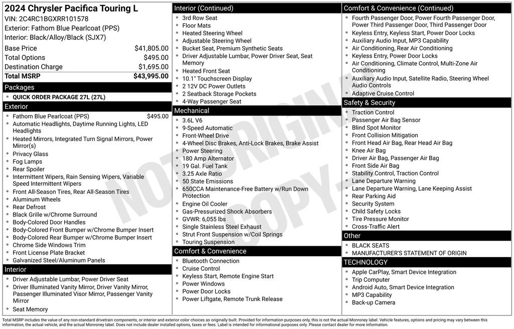 Used 2024 Chrysler Pacifica Touring-L FWD image 38