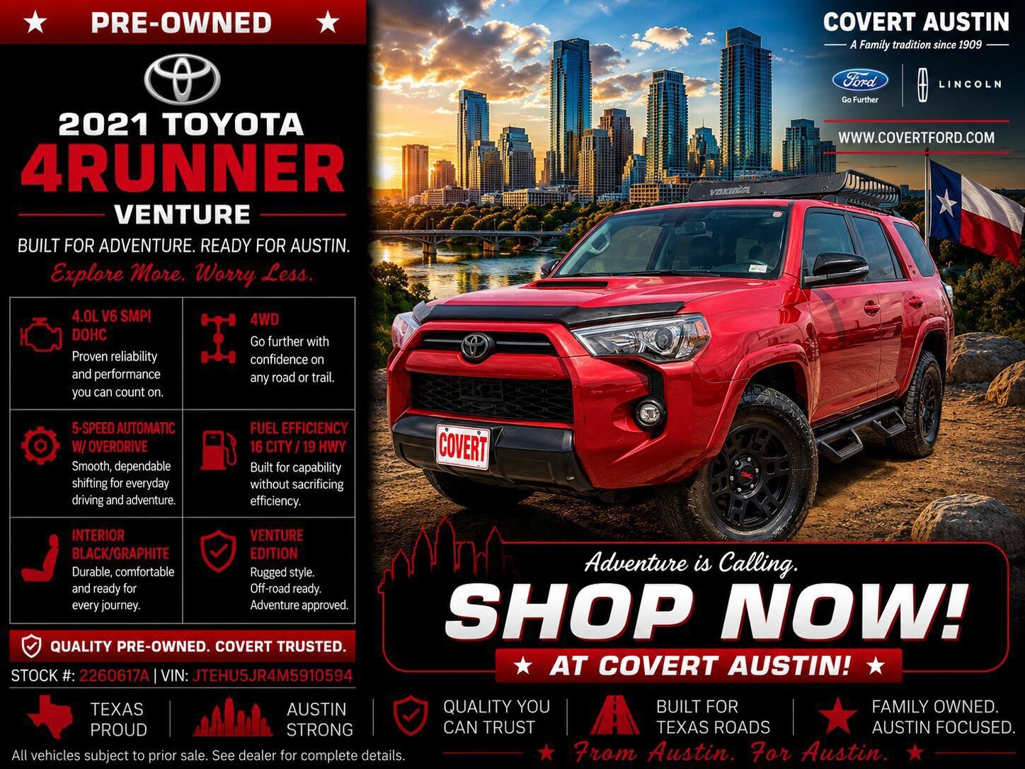 Used 2021 Toyota 4Runner Venture w/ Moonroof Package AWD/4WD image 1