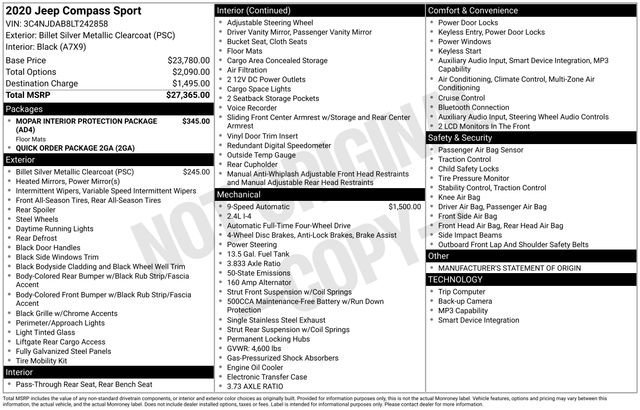 Used 2020 Jeep Compass Sport image 36