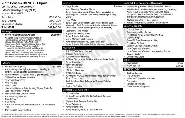 Used 2022 Genesis GV70 3.5T Sport w/ Sport Prestige Package image 6