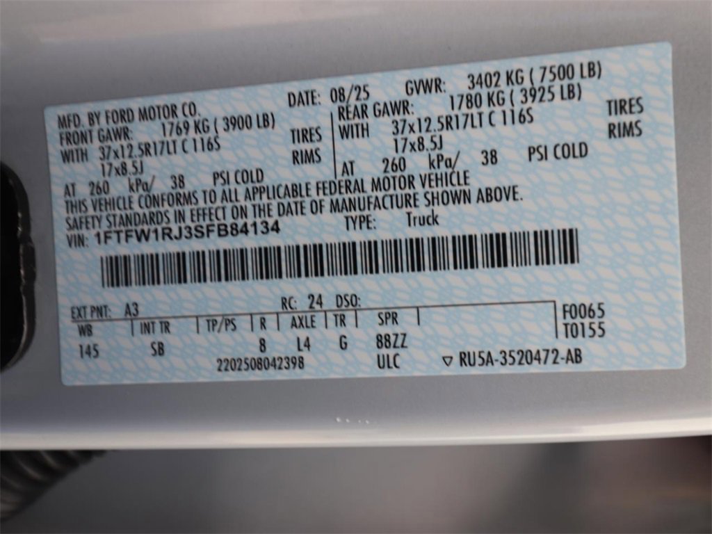 Certified 2025 Ford F150 Raptor w/ Equipment Group 803A Raptor R image 27