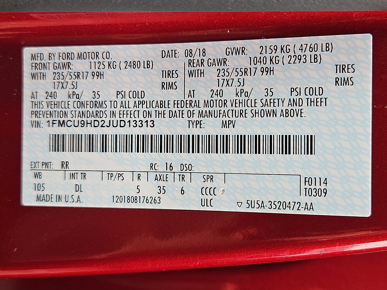 Certified 2018 Ford Escape SEL AWD/4WD image 26