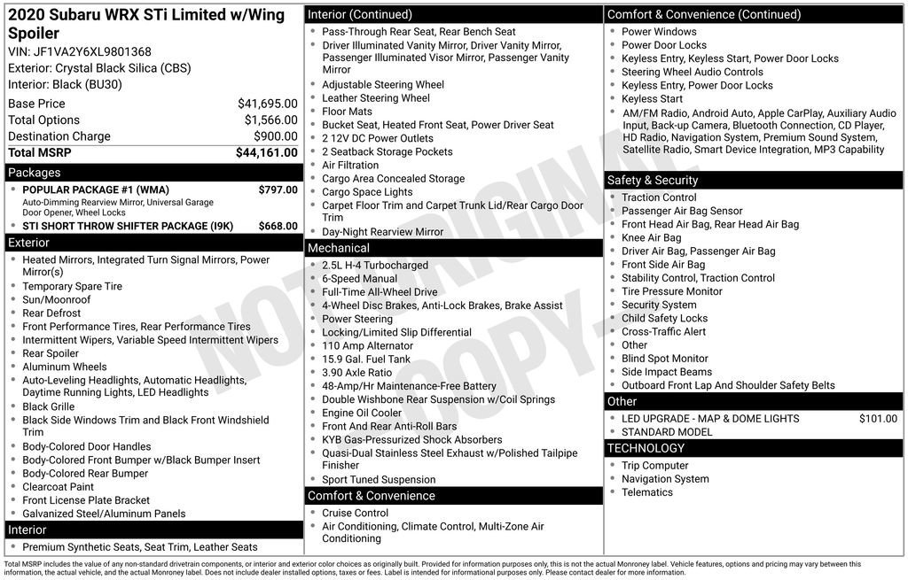 Used 2020 Subaru WRX STI Limited w/ Popular Package #1 image 33