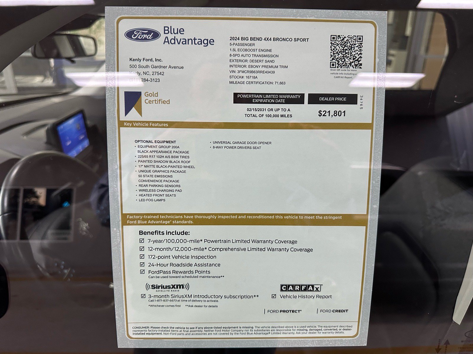 Certified 2024 Ford Bronco Sport Big Bend w/ Convenience Package AWD/4WD image 6