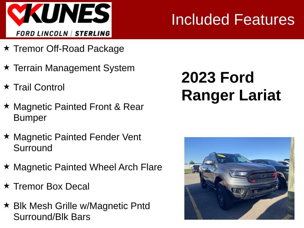 Certified 2023 Ford Ranger Lariat w/ Tremor Off-Road Package AWD/4WD image 2