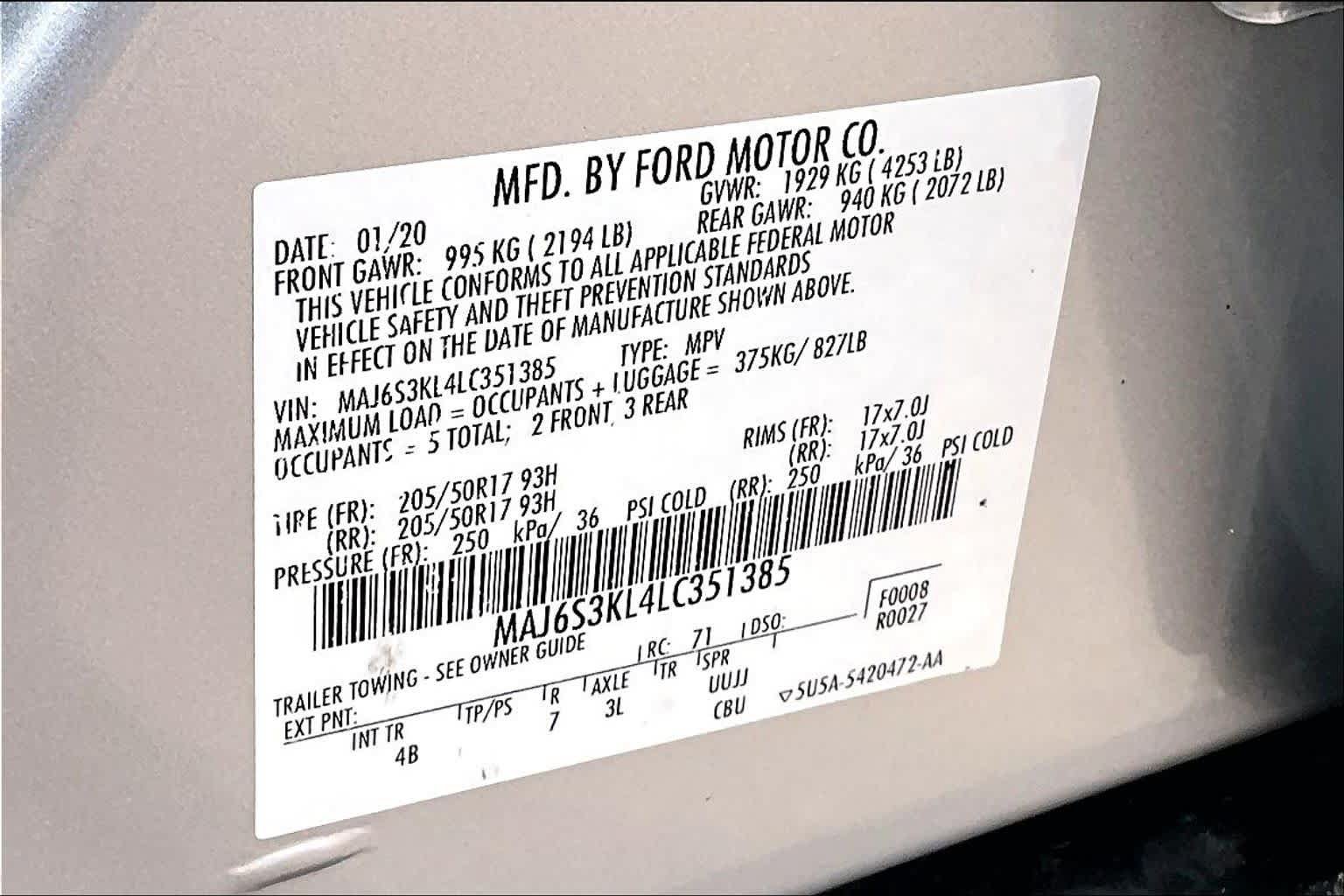 Certified 2020 Ford EcoSport Titanium AWD/4WD image 34