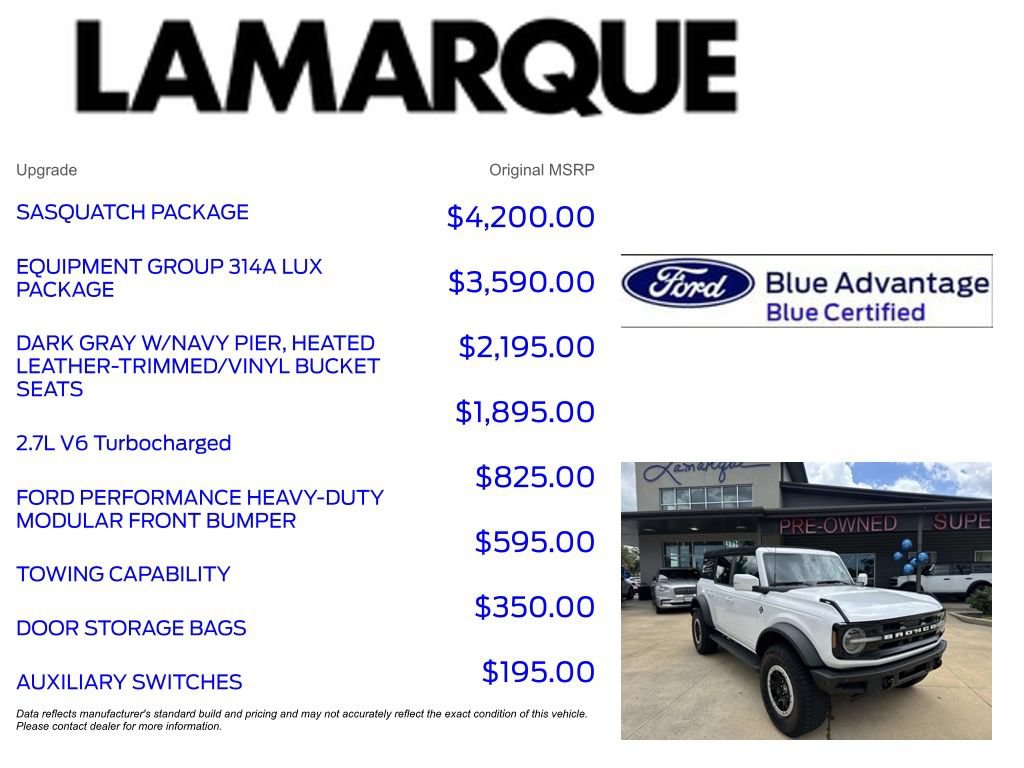 Certified 2021 Ford Bronco Outer Banks w/ Sasquatch Package AWD/4WD image 10