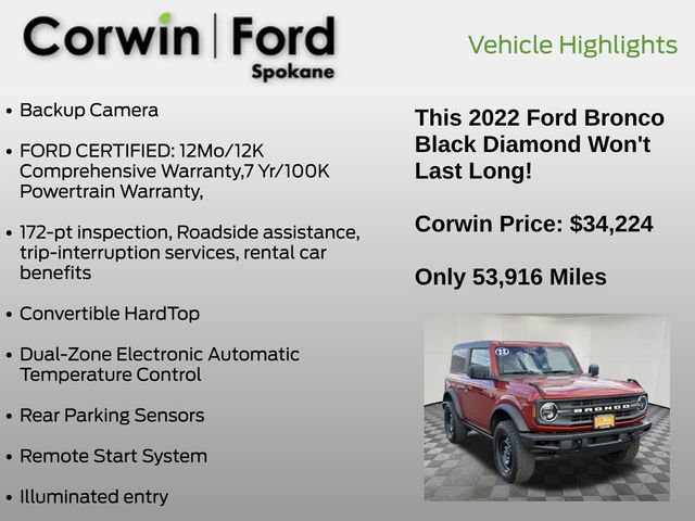 Certified 2022 Ford Bronco Black Diamond AWD/4WD image 7