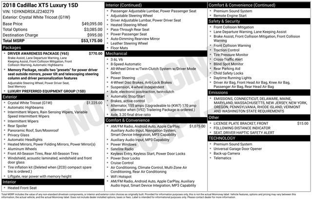 Used 2018 Cadillac XT5 Luxury w/ Driver Awareness Package image 45