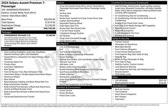Used 2024 Subaru Ascent Premium w/ Convenience Package AWD/4WD image 40