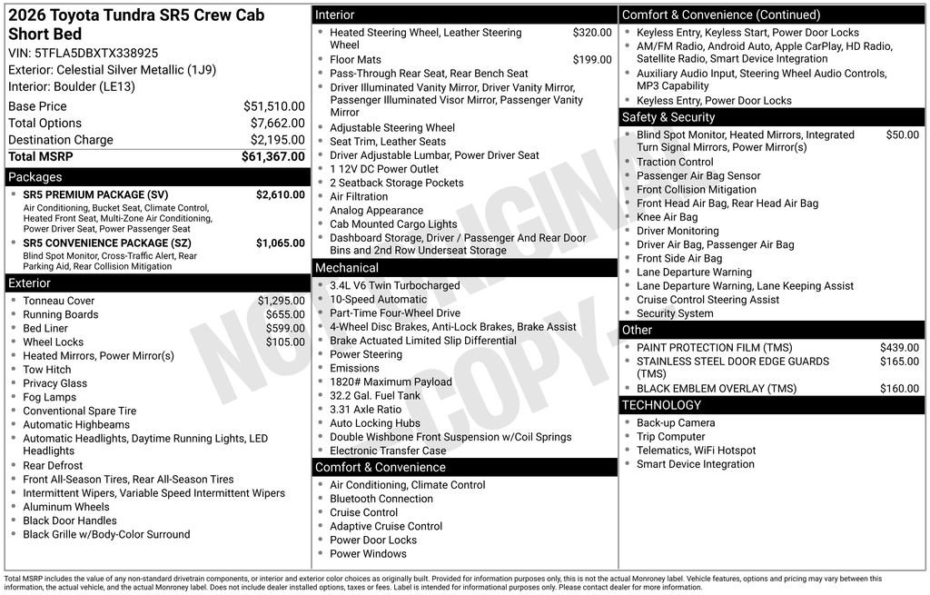 Used 2026 Toyota Tundra SR5 w/ SR5 Premium Package AWD/4WD image 9