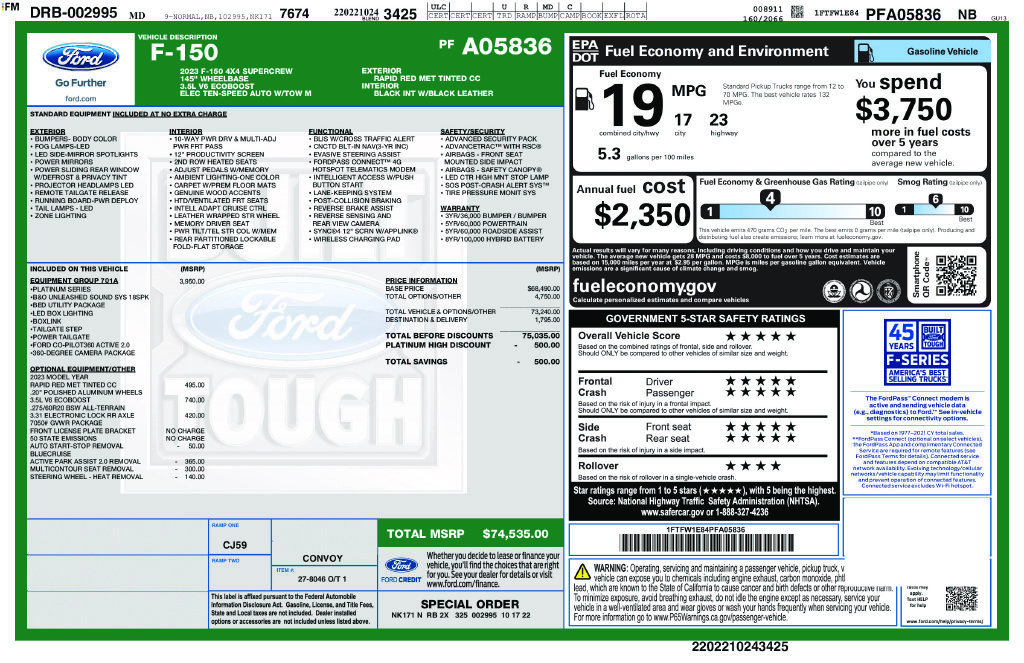 Certified 2023 Ford F150 Platinum w/ Equipment Group 701A High AWD/4WD image 27