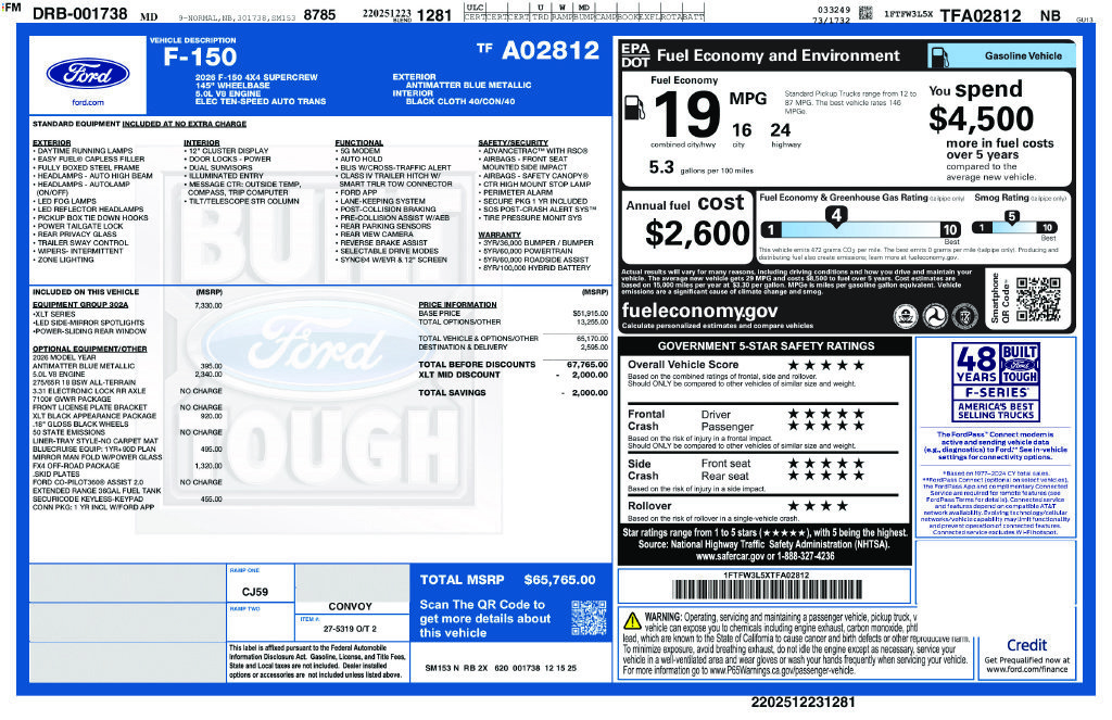 Certified 2026 Ford F150 XLT w/ Equipment Group 302A MID AWD/4WD image 29