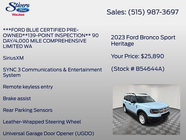 Certified 2023 Ford Bronco Sport Heritage w/ Heritage Convenience Package AWD/4WD image 16