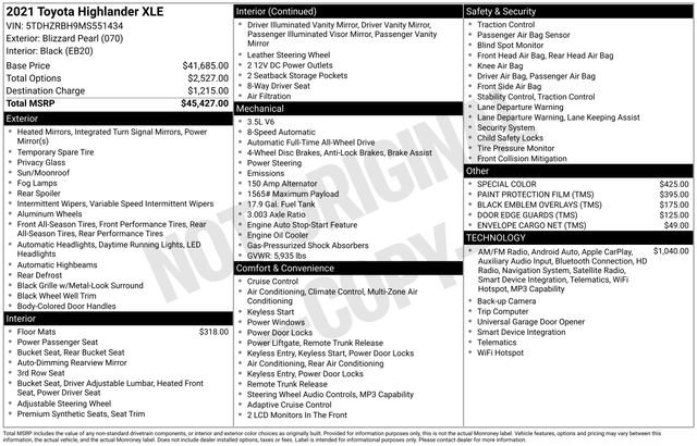 Used 2021 Toyota Highlander XLE AWD/4WD image 37