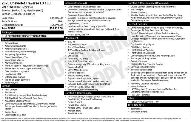 Used 2023 Chevrolet Traverse LS image 36