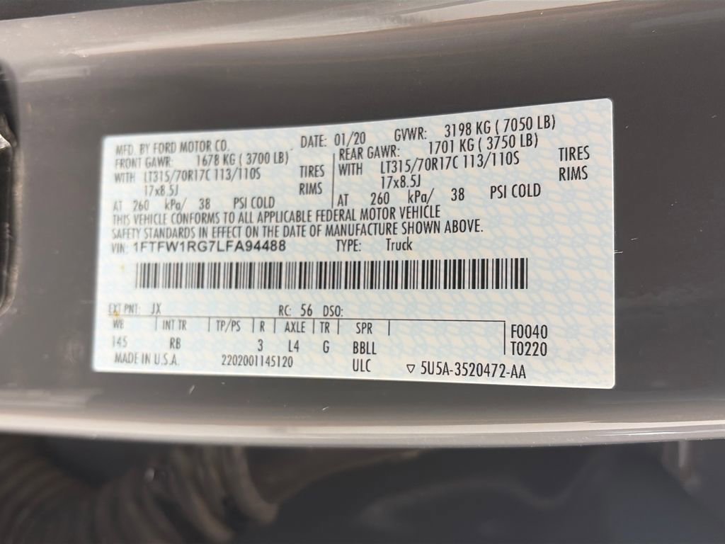 Certified 2020 Ford F150 Raptor w/ Equipment Group 802A Luxury image 9