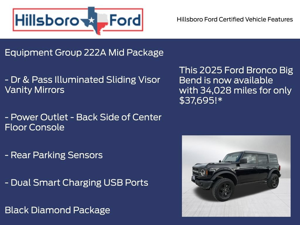 Certified 2025 Ford Bronco Big Bend w/ Black Diamond Package AWD/4WD image 9