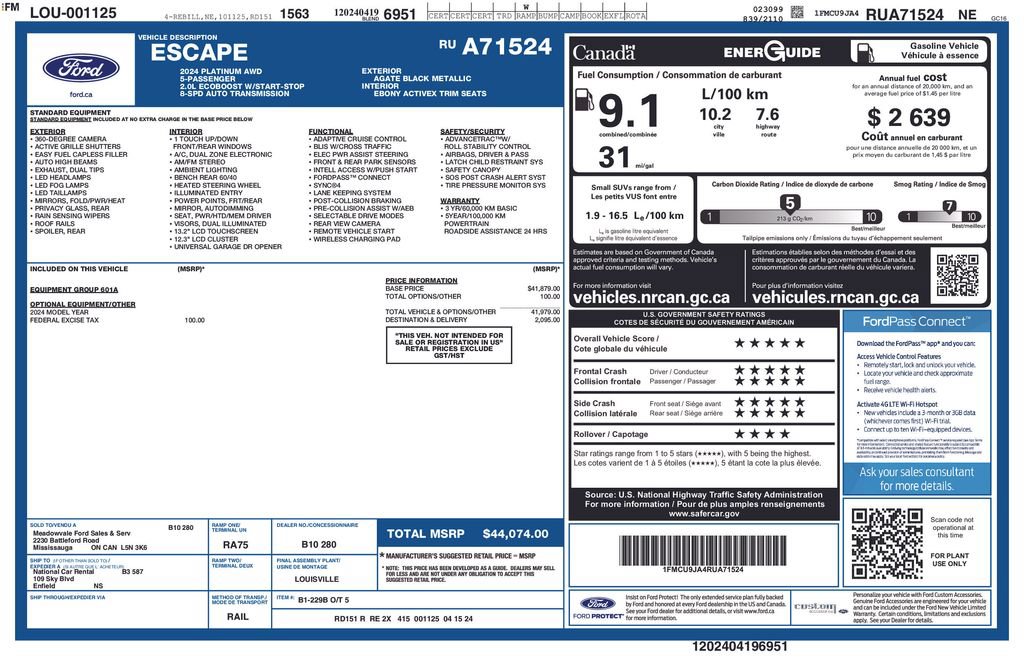 Certified 2024 Ford Escape Platinum AWD/4WD image 5
