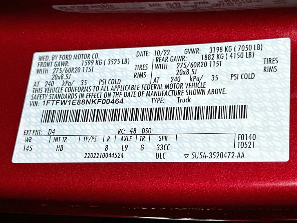 Certified 2022 Ford F150 Lariat w/ Equipment Group 502A High AWD/4WD image 21