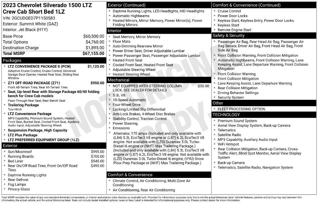 Used 2023 Chevrolet Silverado 1500 LTZ w/ LTZ Convenience Package II AWD/4WD image 2