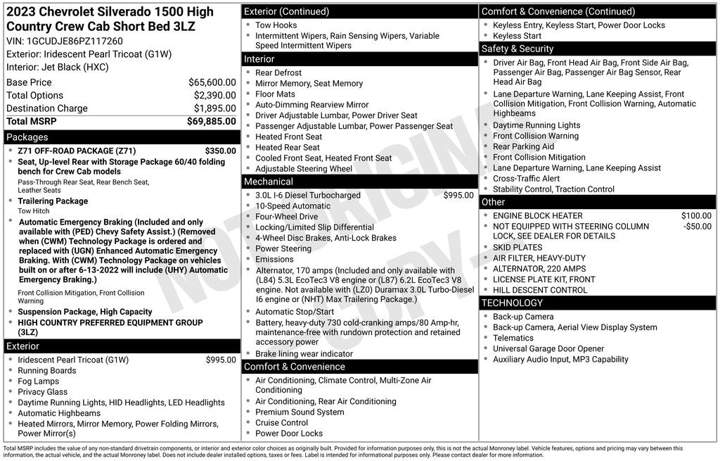 Used 2023 Chevrolet Silverado 1500 High Country w/ Z71 Off-Road Package AWD/4WD image 33