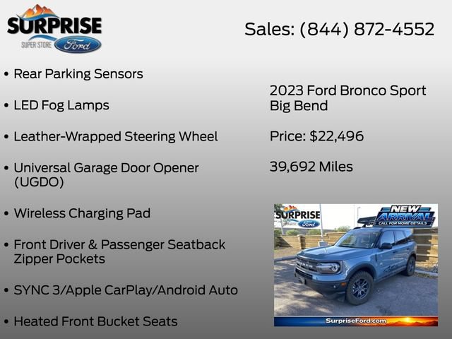 Certified 2023 Ford Bronco Sport Big Bend w/ Convenience Package AWD/4WD image 16