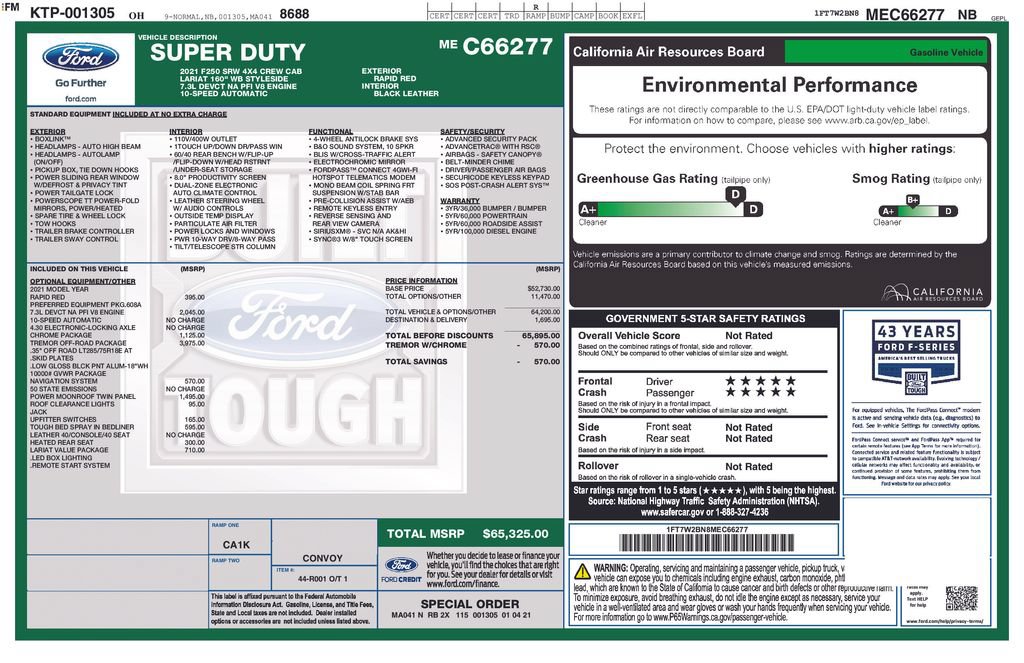 Certified 2021 Ford F250 Lariat w/ Tremor Off-Road Package AWD/4WD image 5