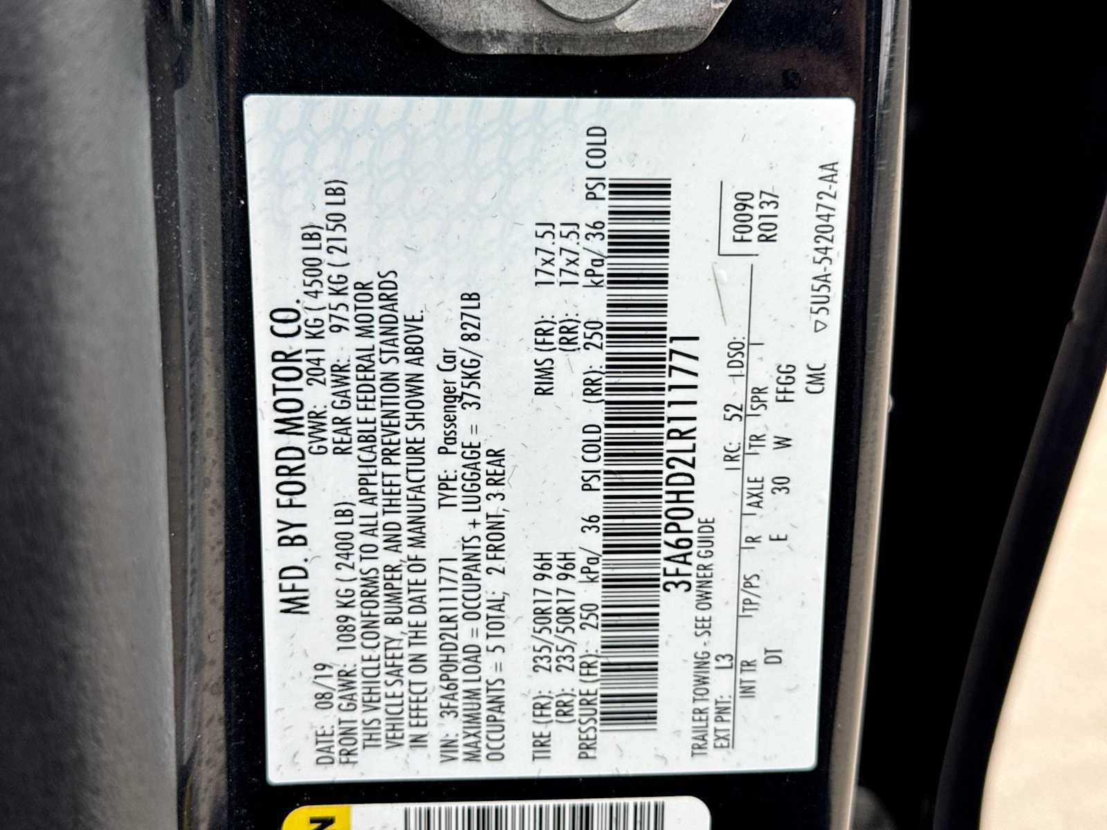Certified 2020 Ford Fusion SE FWD image 36
