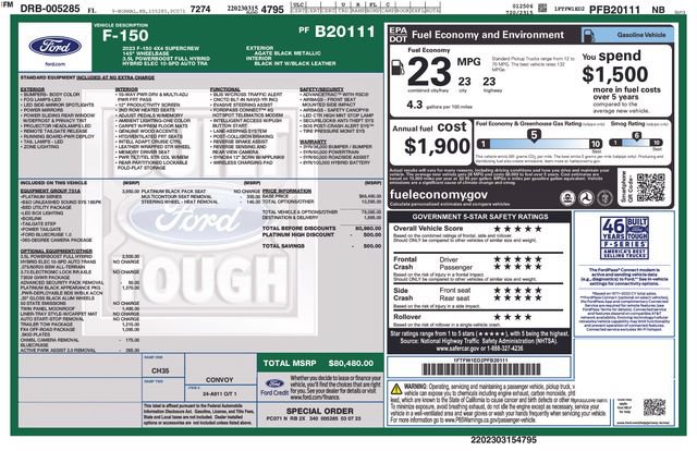 Certified 2023 Ford F150 Platinum w/ Equipment Group 701A High AWD/4WD image 2