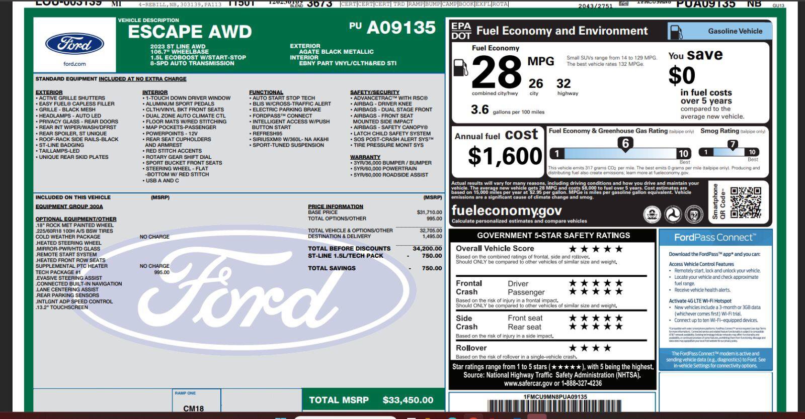 Certified 2023 Ford Escape ST-Line w/ Tech Pack #1 AWD/4WD image 4