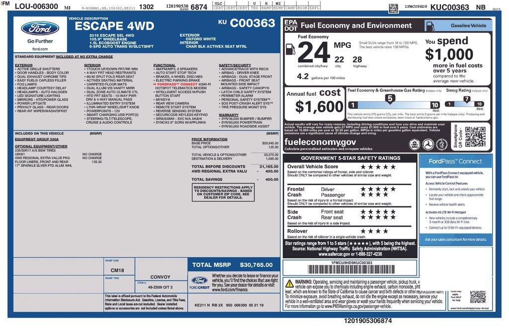 Certified 2019 Ford Escape SEL AWD/4WD image 22