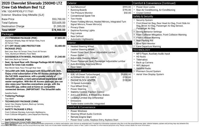 Used 2020 Chevrolet Silverado 2500 LTZ w/ LTZ Premium Package AWD/4WD image 39