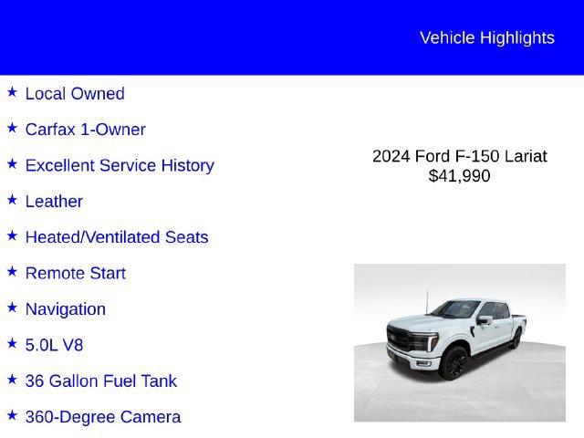 Certified 2024 Ford F150 Lariat w/ Bed Utility Package AWD/4WD image 2